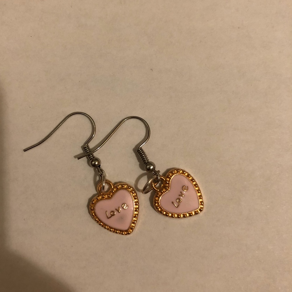 Pink heart earrings